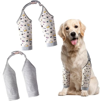 Dikke Herstelbandages voor Honden - Verstelbare Elleboogbescherming en Bodysuits voor Wonden, XXL Maat voor Optimale Pootbescherming