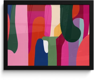 Poster in lijst - Fotolijst 40x30 cm - Posters - Kleurvakken - Recht - Rond - Abstract - Posterlijst zwart - Decoratie - Wanddecoratie woonkamer - Muurdecoratie slaapkamer