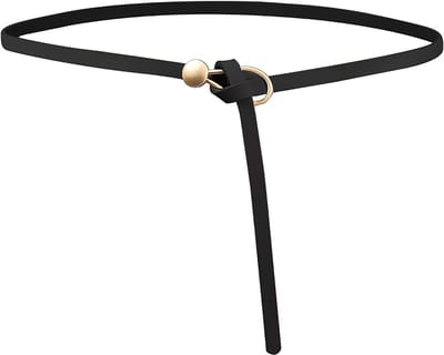 Dunne Taille Riem voor Dames met Geknoopte Gesp - Verstelbare Lederen Riem voor Jurken en Overjassen, Mode Accessoire van Koeienhuid en Legering