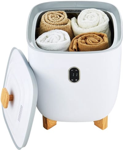 Maxium Handdoekenverwarmer 25L – Grote Handdoekwarmer Emmer met LED-Scherm, Timer & Automatische Uitschakeling – 2-in-1 Snelle Verwarming voor Gezichtsbehandelingen, SPA, Massage en Salon – Wit