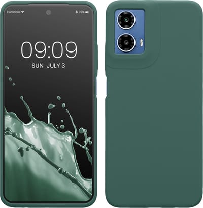 kwmobile telefoonhoesje geschikt voor Motorola Moto G34 5G - Hoesje met siliconen coating - Smartphone case in dennengroen