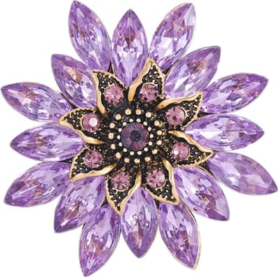 Fako Bijoux® - Broche - Ster Bloem Glas - 55x55mm - Paars