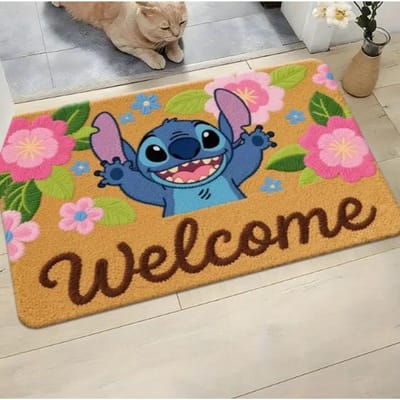 1 stuks Stitch The Movie Welkom Deurmat Antislip Levendig Bloemendesign Machinewasbaar Gemakkelijk Schoon Te Maken Huisdecoratie Kinderkleed 40X60CM