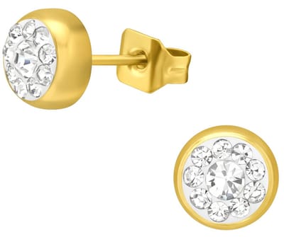 CS Joy - oorbellen - Chirurgisch staal - 6.5 mm - oorknoppen - kristal - ip/ pvd gold plated