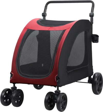 Huisdieren Wandelwagen - Reisbuggy Honden - Comfortabel Vervoer - 3-in-1 Multifunctioneel - Tot 50kg - Rood