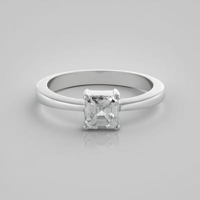 Cavill - Zilveren Ring geplateerd met Platina - 0,91 ct Cambodjaanse Zirkoon Achthoek Asscher - 925 Sterling Zilver - Elegant Minimalistisch Design