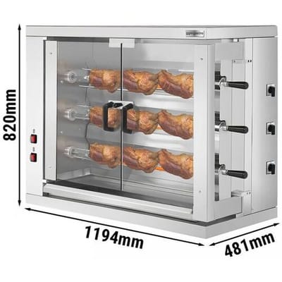 GGM Gastro Elektro Hähnchengrill - 9 kW - mit 3 Spießen für bis zu 18 Hähnchen