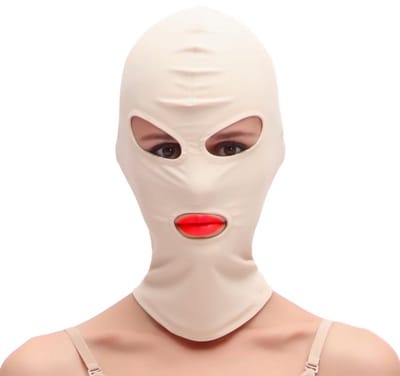 Hoofdmasker Lycra Roomwit geheel open maat M voor mannen - vrouwen