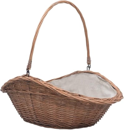 Houtmand Riet - Opbergmand - Haardhout Opslag - Met Touwgrepen - 60 x 44 x 55 cm - Natuurlijk Bruin
