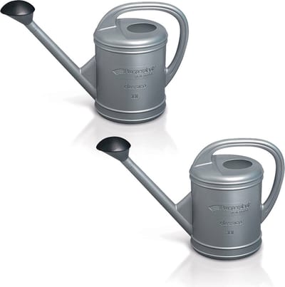 Prosperplast Gieter - Set van 2x stuks - grijs - kunststof - met broeskop - 10 liter - bloemengieters/Plantengieters