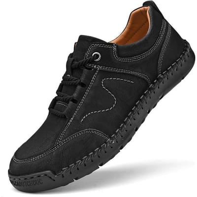 Herenschoenen Lente Nieuwe Trendy Heren Leren Schoenen Zachte Zool Echt Leer Schoenen Veelzijdige Casual Schoenen 48 black