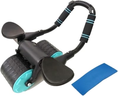 Buikwiel met Steun - Core Trainer - Buikspier Training - Automatische Rebound Functie - 10cm Wielbreedte - Zwart