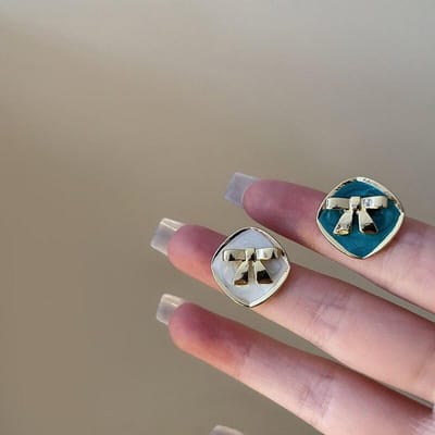 Eenvoudige Modieuze Strik Vierkante Oorbellen Nieuwe Koreaanse Stijl Brincos Sieraden Groothandel gray
