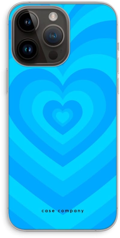 Case Company® - Hoesje geschikt voor iPhone 14 Pro Max hoesje - Hart Blauw - Soft Cover Telefoonhoesje - Bescherming aan alle Kanten en Schermrand