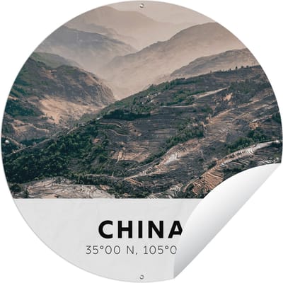 Tuincirkel China - Bergen - Azië - Zomer - 60x60 cm - Ronde Tuinposter - Buiten