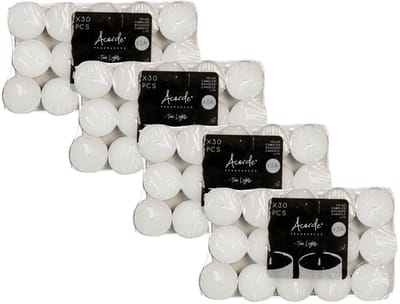 Acorde theelichtjes/waxinelichtjes - wit - 120x - 3 branduren