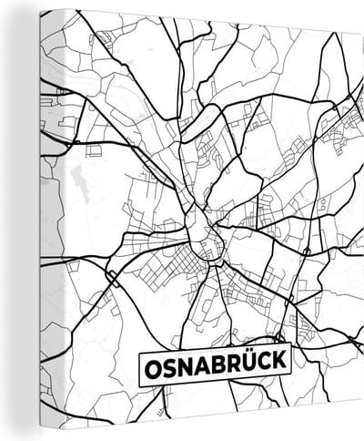 Canvas Schilderij Plattegrond - Osnabrück - Kaart - Stadskaart - 20x20 cm - Wanddecoratie
