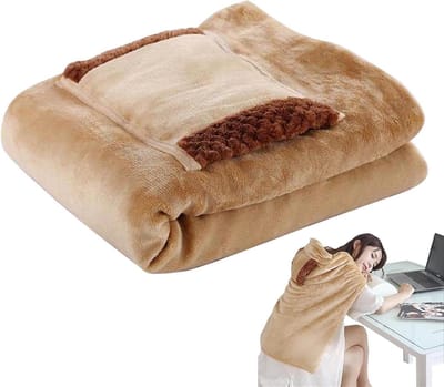 Elektrische Deken - Verwarming deken - Warm Blijven - Met Handwarmer Zak - 80 x 60 cm - Camel