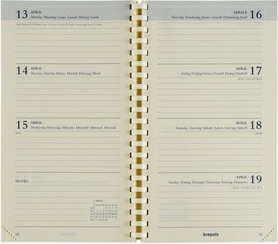 Brepols agenda 2027 - INTERPLAN [0.736] - VULLING - Zak agenda - 1 week op 2 pagina's - Weekoverzicht - Navulling - 9 x 16 cm