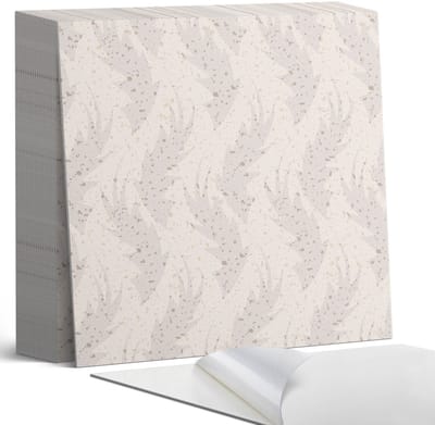 Coloray Plaktegels - Bladpatroon op de achtergrond Zelfklevende Tegels - 20 cm x 20 cm - Beige Plaktegels - 20 stuks - Vierkant PVC Tegels - Plaktegels Badkamer - Plaktegels Vloer - Vinyl Tegels - Wandtegel Zelfklevend