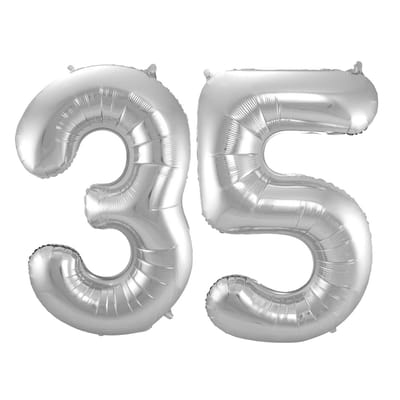 Folieballon 35 jaar - Zilver - 86 cm