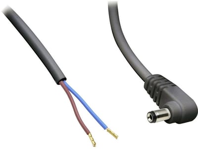 DC plug (m) haaks 5,5 x 2,1mm stroomkabel met open einde - max. 7A / zwart - 5 meter