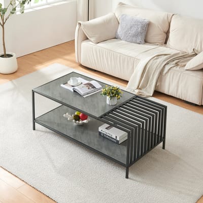 Salontafel Pärghos zwart en betonkleurig [en.casa]