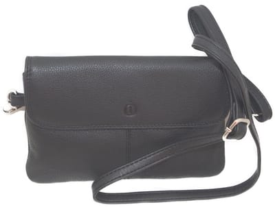 Oi zwart leren envelop tasje / Clutch / zeer plat en compact gelegenheidstasje / dames schoudertasje enveloppe model / zwart leer / 258