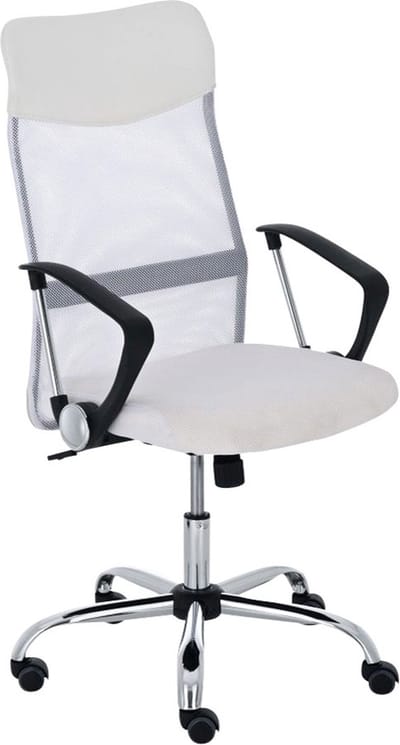 CLP Washington Bureaustoel | Kunstleer en netbekleding | Kantoorstoel met Zithoogte: 47 -55 cm wit