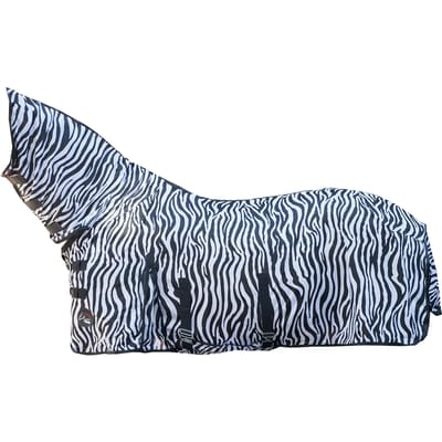 Anti-vliegendekens voor paard met halsafdekking en buikriem HKM Zebra