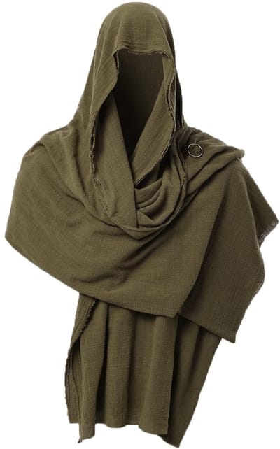 Cloak met kap 230cm x 130cm - legergroen - middeleeuwse tovenaar - perfect voor kostuums - ShopVlot