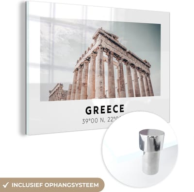 MuchoWow® Glasschilderij 120x80 cm - Schilderij acrylglas - Parthenon - Griekenland - Athene - Foto op glas - Schilderijen