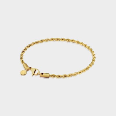 Rope Armband 3 mm - Gouden Schakelarmband - 21 cm lang - Armband Heren - Olympus Jewelry