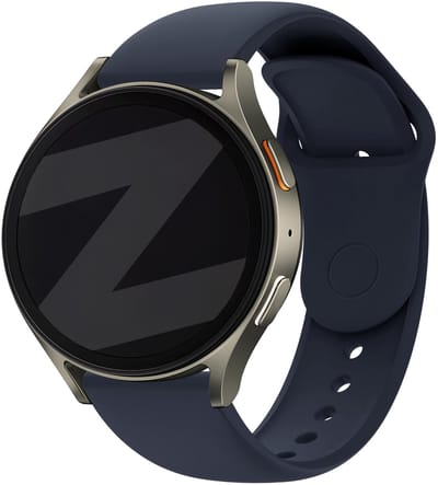 Bandz Smartwatch bandje 20mm siliconen sport 'easy fit' - geschikt voor Samsung Galaxy Watch 4 / 5 / 6 / 7 (Pro / Classic) / 3 - 41mm / Active 40 & 44mm / FE - Amazfit GTS 1-2-3-4 - Polar Unite / Ignite / Pacer (donkerblauw)