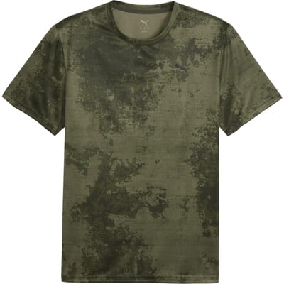 Puma Heren Tad Essentials T-shirt met all-overprint, normale pasvorm (Donkere Olijf)