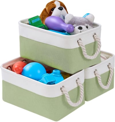 Kleine Opbergdozen met Handvatten voor Planken, Duurzaam en Versterkt, Ideaal voor Speelgoed en Organisatie (3 Stuks)
