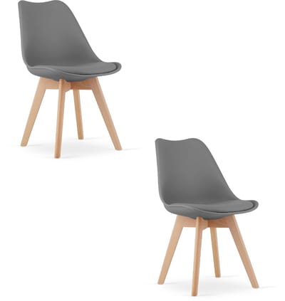 Set van 2 Stoelen MARK – Grafietgrijs, Beukenhouten Poten, Kunststof Zitting met Kunstlederen Kussen, Strak Design, Ergonomisch, Geschikt voor Keuken, Eetkamer, Kantine en Werkruimte, Max. 120 kg
