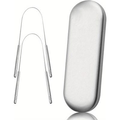 Nettoyeur de langue en acier inoxydable pour l'hygiène buccale Réduit la mauvaise haleine Avec grand étui Gencives saines