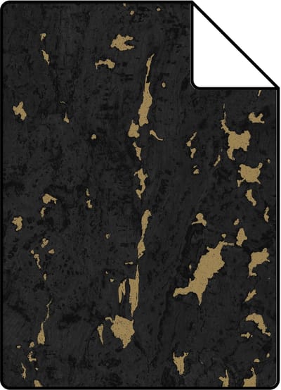 Proefstaal ESTAhome behang kurk zwart en goud - 26.5 x 21 cm - 139337-S
