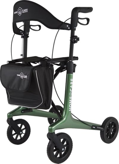 Homecare Premium Ultra Lichtgewicht Carbon Rollator - Slechts 5,4 kg - Opvouwbaar - Inclusief stokhouder - tot 150 kg - Groen