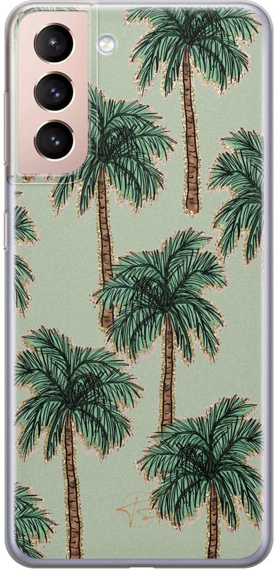 Hoesje geschikt voor Samsung Galaxy S21 Plus - Palmbomen - Soft Case - TPU - Natuur - Groen - Mooie Telefoonhoesjes