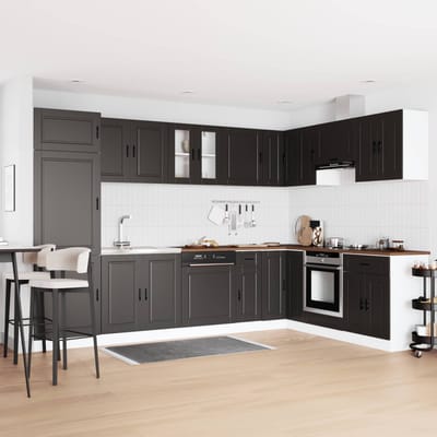 vidaXL - Waskompkast - Porto - 2 - st - Zwart - 80 - x - 46 - x - 81,5 - cm - Bewerkt - hout