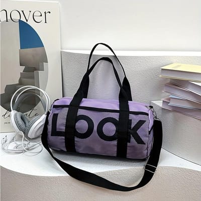 Sac de Sport et de Yoga Durable Grande Capacité Noir avec Accents Roses, Multiples Compartiments, Fermeture Éclair Sécurisée, Parfait pour le Voyage, la Forme Physique