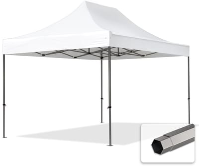 3x4,5 m Easy Up partytent Vouwpaviljoen PVC brandvertragend, PREMIUM staal 40mm, wit