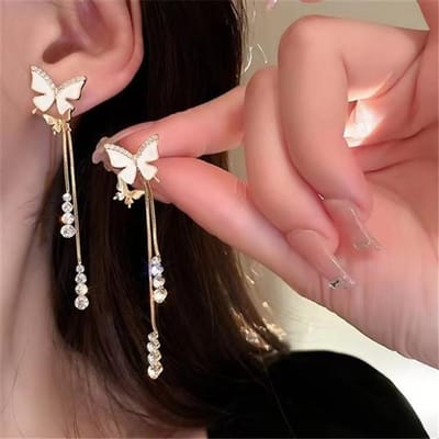 Nieuwe Modetrend Exquise Lange Kwast Vlinder Hanger Oorbellen Dames Senior Sieraden Paar Verjaardagsfeest Cadeau Groothandel brown