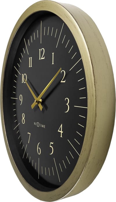 Wandklok 40 cm-Goud/Zwart-Plastic-NeXtime 'Galaxy'