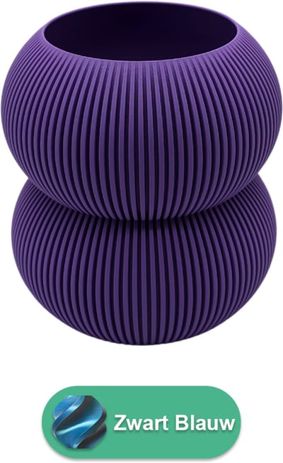 Elaro moderne vaas – Decoratieve vaas - Zwart / Blauw - 3d geprinte vaas – geschikt voor droogbloemen - 20CM