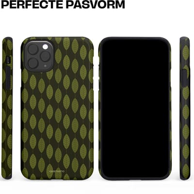 Casetastic hoesje geschikt voor Apple iPhone 11 Pro Max - Dubbellaagse bescherming - Donkergroene Bladerendek - Fashion Case - Zwart Donkergroen