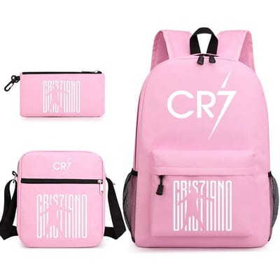 Grote schooltas met schouderband; studenten etui set van drie delen Cristiano ronaldo backpack roze