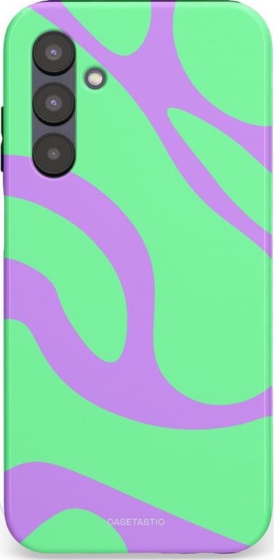 Casetastic Hoesje Geschikt voor Samsung A25 - Stijlvolle Beschermende Duo-layer Case - Pastelgolven Mint-Lila